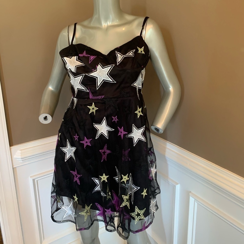 Aqua X Zendaya Mini Skater Star Netting Dress